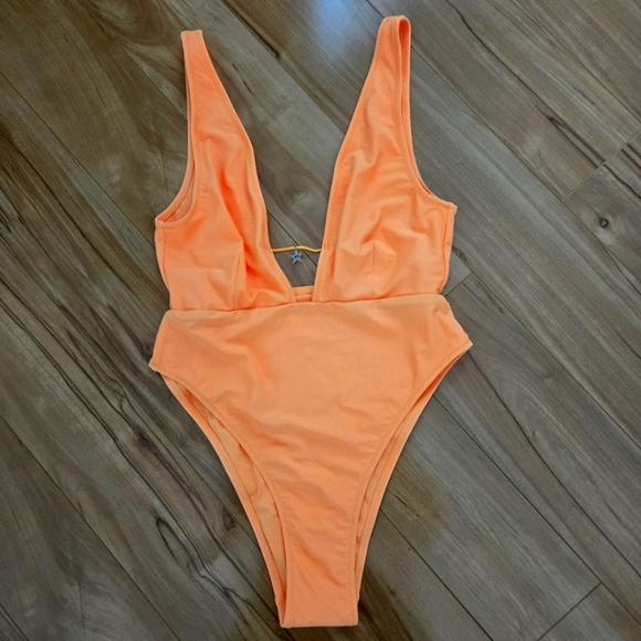 White Fox Swim One Piece Swimsuit Orange Medium - Picture 1 of 10